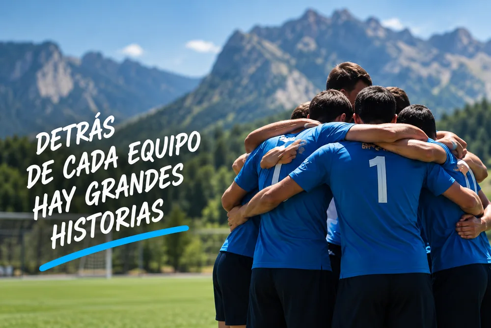 Equipo deportivo unido antes de la competición